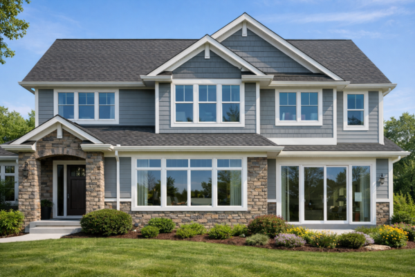 best replacement windows installed on modern residential home exterior