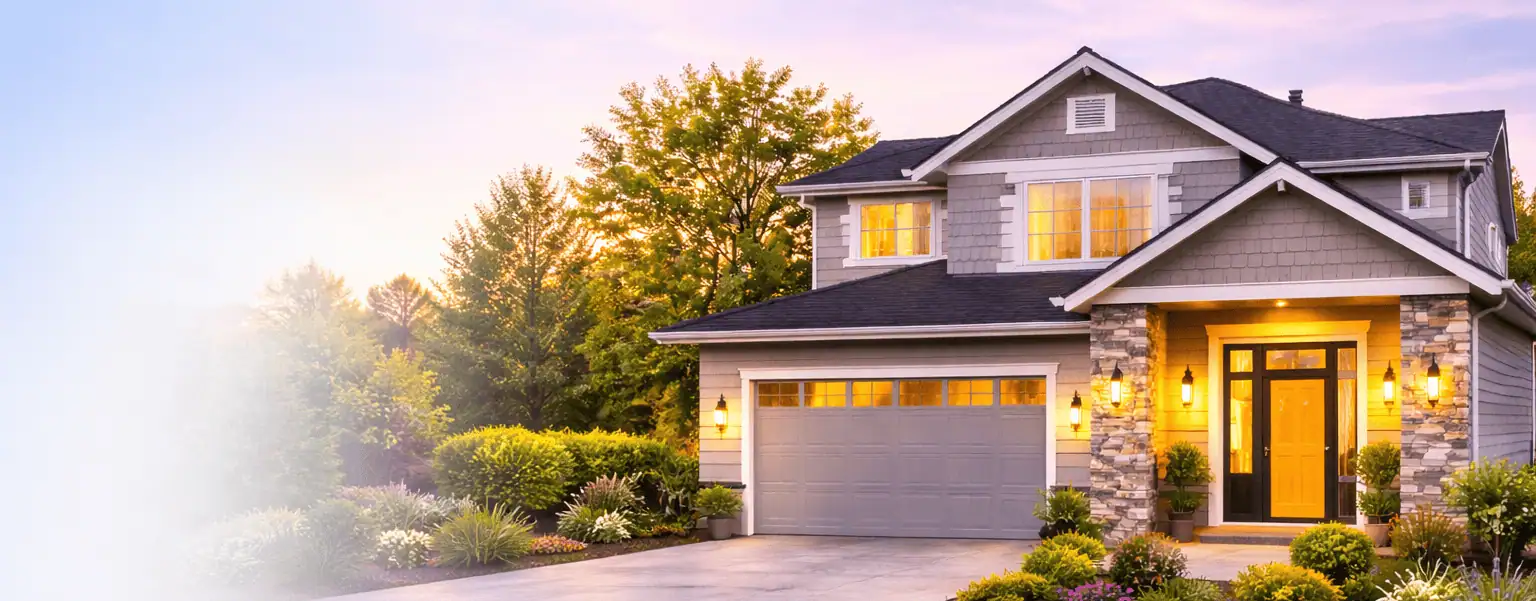 Modern home exterior showcasing roofing replacement windows and exterior door upgrades featured in SunTek Exteriors seasonal specials